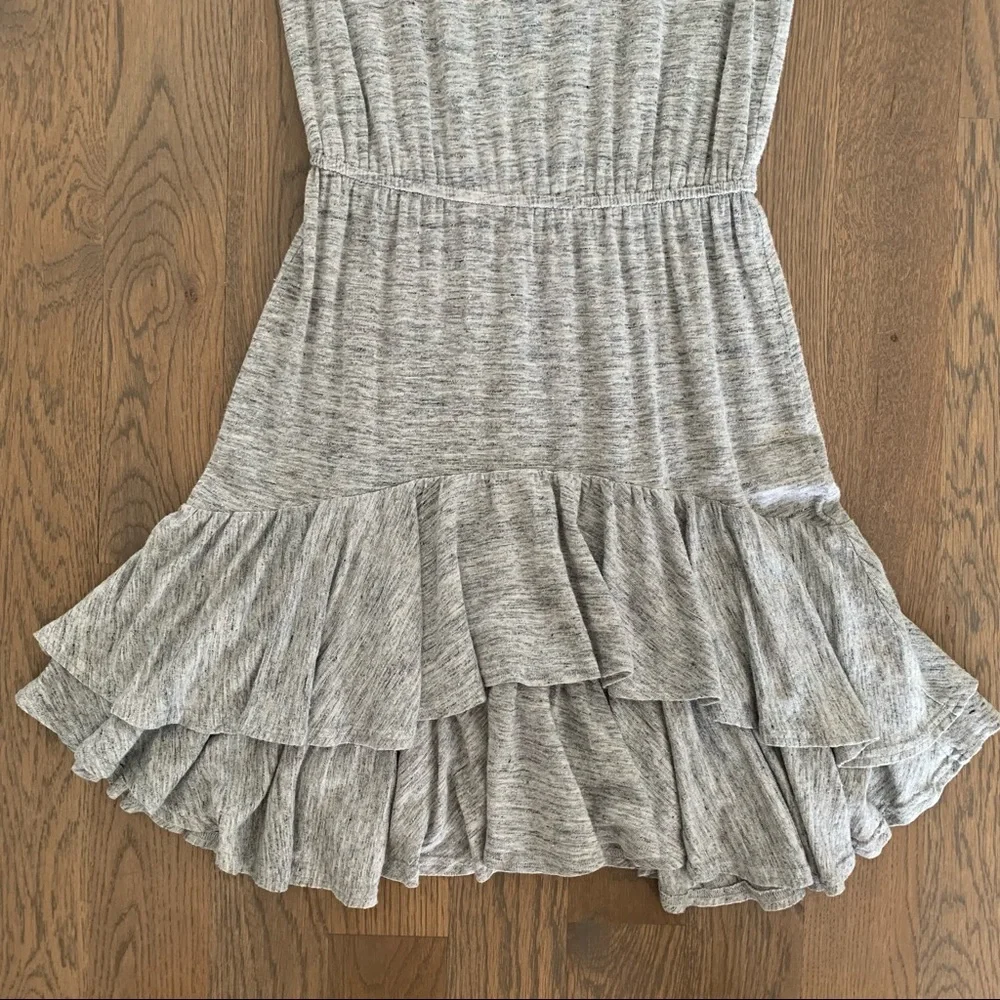 Rebecca Taylor Linen Jersey Tiered Gray Ruffle Dress Heather Grey Extra Small